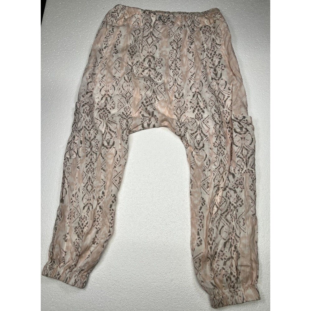 Free People Rise To The Sun Harem Pants Women's Large Pink Drop Crotch Joggers